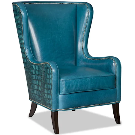 Aurora Chair with Flared Wing Back and Nailhead Trim